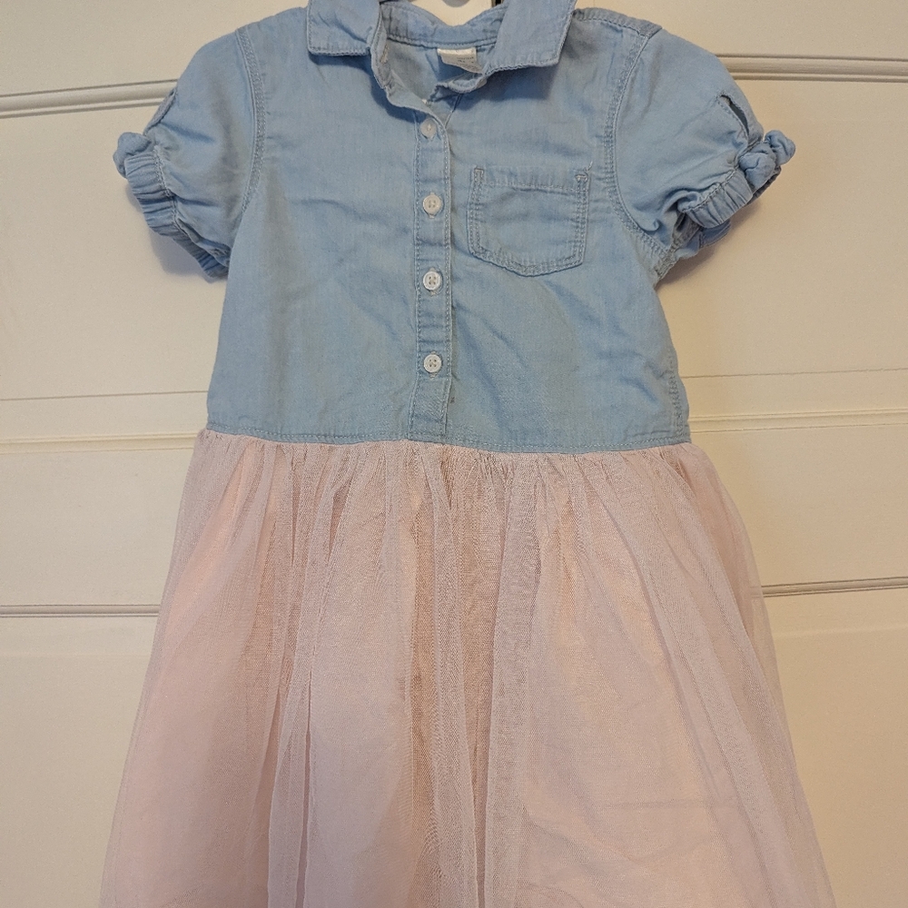 OshKosh B'gosh Blue Denim and Pink Tulle Dress
